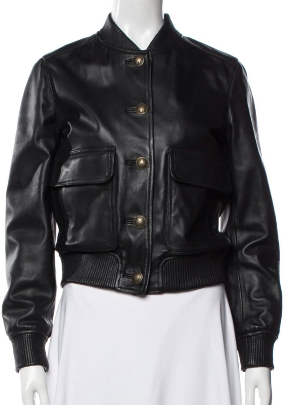 ME + EM Leather Bomber Jacket